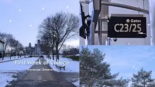 First Week of College Vlog: back on campus, walking to classes, snowy, syracuse university  ˚.⁺⊹ .