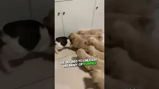 Puppies Swarm Cat With Kisses 😂❤️