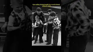 Gun safety being taught in a rural school, Indiana 1956