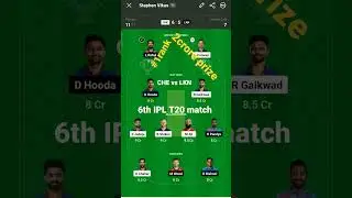 CHE vs LKN dream11 prediction || 6th IPL T20 today's live match #fantasy #ipl
