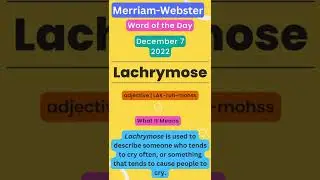 Word of the day  LACHRYMOSE     #shorts #shortsviral #trending #reels #shortsfeed #shortsvideo