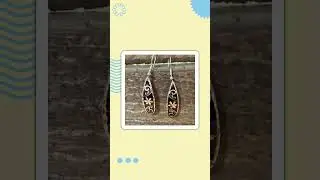 Copper Black Diamond Rose Gold Floral Wire Drop Earrings