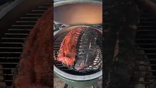 ♨️🥩😋Sunday's are for smoking ribs on the Big Green Egg!