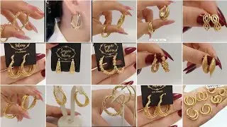 Korean Famous Fancy Gold Hoops Earrings Design Daily Wear Gold Earrings / gold Bali design#earrings