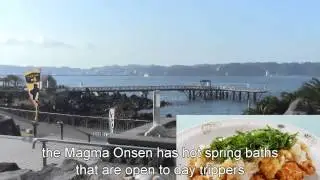 Japan Travel: Magma Onsen hot spring  Panorama view Sakurajima ,Kagoshima