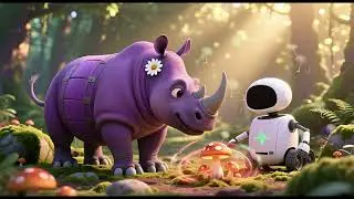 The robot showed its rhino friend 12 magic tricks  🌈🦏💜 #kidssongs #nurseryrhymes #redfish