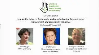 Helping the helpers: Community sector volunteering for emergency management and community resilience