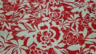 Red and White Silhouette Abstract Floral Print Nylon Spandex Fabric