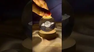 3D Saturn Crystal Ball Night Lamp | Engraved LED Light for Home D&eacute;cor & Unique Gifts