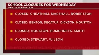 School closures for Wednesday