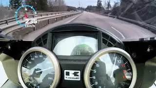 Kawasaki ZZR1400 (ZX14R) Acceleration. GoPro Hero 7 Black with GPS Speed.