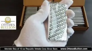 MONSTER BOX of 10 oz Republic Metals Silver Bar - Ottawa Silver Buyer