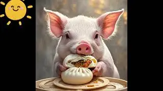 Piglet eating a bao bun #piggy #八戒 #baobun