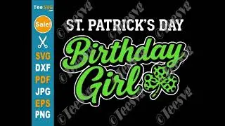 Girl St Patricks Day Birthday SVG PNG Leopard Shamrock Retro  Cricut Shirt Design | Teesvg