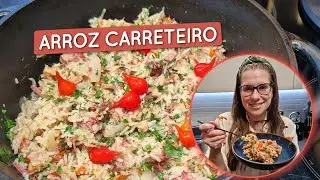 Arroz carreteiro com carne seca, fácil e rápido