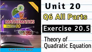 unit 20 class10 new math || exercise 20.5 q6 solution || theory of quadratic equations || my academy