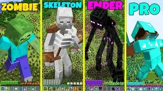 TITAN DIAMOND PRO ZOMBIE ENDERMAN SKELETON vs VILLAGERS ARMY in MINECRAFT BATTLE MOVIE