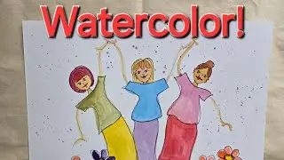 💜Very Beginner's Watercolor Adding Faces and Hair