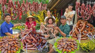 Cách Lạp Xưởng Trứng Muối Ngày Tết | Gia Đình Nhộp Nhịp Phụ Giúp Nhau || Salted egg sausage