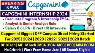 Capgemini Off Campus Direct Hiring 2025 | 2024 | 2023-2019 No Test HR Round Analyst & Senior Analyst