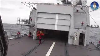 Belgian NH90 NFH landing and takeoff aboard the frigate 