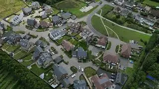 Flyover of Worth Village, Kent. Aerial footage by drone of Kent village