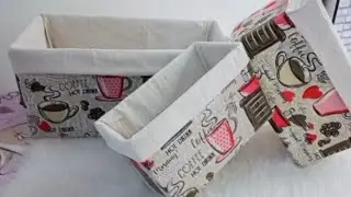 طريقة عمل منظمات للمطبخ من الكرتون  DIY: How to cover a box with fabric