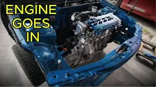 Installing the Engine  Acura Integra Build Timel #EngineInstall#IntegraBuild#ProjectCar#Timelapse