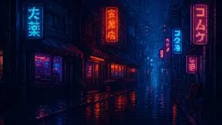 Relaxing Rainy Night | Japanese Cyberpunk City | Pixel Art