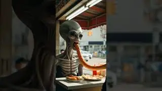 Alien Eats World's Longest Hotdog 🤤 #aliencomedy #comedyshorts #fypshorts #shorts