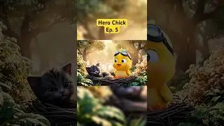 [Ep.5] Hero Chick saves a kitten  💛 Will she find a warm home? #HeroChick #KidsShorts #AnimalRescue
