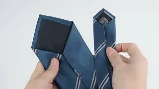 Blue Polyester Striped Logo Necktie