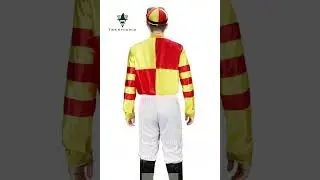 Red Yellow Jockey Horse Racing Rider Mens Uniform Fancy Dress Costume Takerlama