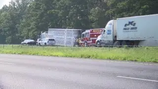 I-20W shuts down after 18-wheeler with cattle catches fire in Bossier Parish