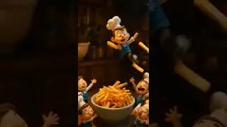 Cooking French fries... the chaotic tiny way! #shorts  #miniature #chef #ai #cartoon #funny #cooking