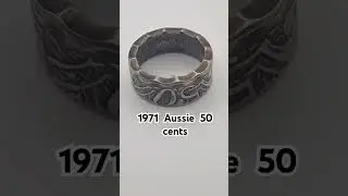 1971 Australian 50 Cents, patina finish #coinring #ring #money #jewelry #jewelrydesign
