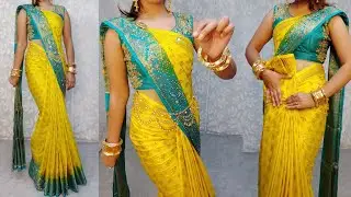 HEAVY STONE WORK BANARASI SAREE DRAPING TUTORIAL|BEGINNERS HEAVY SAREE DRAPING TRICK|HINDI