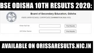 Odisha Results  BSE 10th Result 2020 Declared [LIVE Updates]
