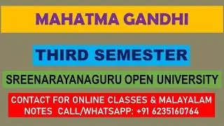 MAHATMA GANDHI - VALUE ADDED COURSE  SGOU-SREENARAYANA GURU OPEN UNIVERSITY-ONLINE CLASS &ndash; THIRD SEM