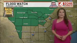 Flood Watch in effect as 1-6 inches of rain expected as storms sweep through the San Antonio area