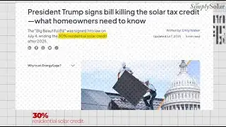 Last Chance: 30% Tax Credit for solar ELIMINATED (watch ASAP)
