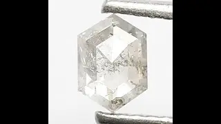 0.45 CT Hexagon Shape Loose Natural Fancy White Color Diamond 5.3 MM Salt and Pepper Diamond