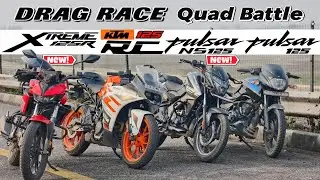 2026 Xtreme 125R VS Pulsar NS125 vs Pulsar 125 VS KTM RC125. || Drag race.🔥|| Quad battle Showdown&mdash;&middot;