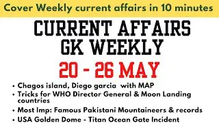 Current Affairs Weekly with tricks 20 - 26 May 2025 I ocean Gate Titan - Article 243 & 245 Gonda Act
