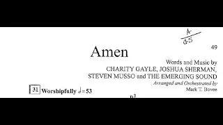 Amen rehearsal video with scrolling sheet music score arr. Mark Bovie