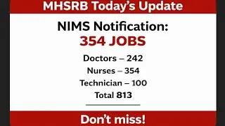 Latest MHSRB update and NIMS vacancies#nursingofficers#govtjob#medicallife