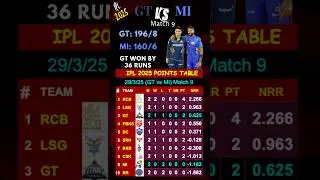 29/3 ipl 2025 points table today - after gt vs mi match