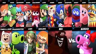 Team Mario vs Friday Night Funkin' | Sonic vs Kirby vs Pomni vs Gooey | Super Smash Bros