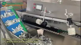 Full automatic powder stick sort feeding and carton box packing system | arrange 100~600sticks/min