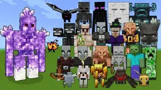 Amethyst Golem vs Every mob in Minecraft - Minecraft mob battle - Amethyst Golem vs All Mobs